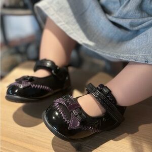 Faded Glory Dress shoes Size 1 Infant Black Mary Jane Style Hook & Loop baby